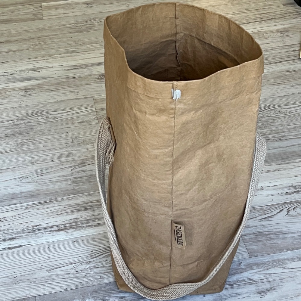 Uashmama Washable Paper Tote Brown Cellulose Fiber Shoulder Bag Made in Italy